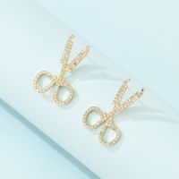 Fashion Creative Scissors Type Full Of Diamonds Earrings main image 3