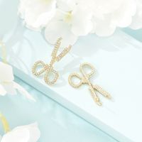 Fashion Creative Scissors Type Full Of Diamonds Earrings main image 4