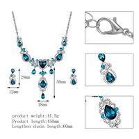Fashion Blue Water Drop Diamond Alloy Necklace Earrings Set main image 1