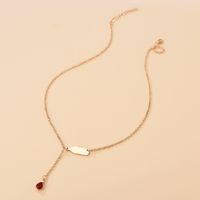 Korean Style Stainless Steel Wine Bottle Water Drop Inlaid Diamond Y-shaped Necklace main image 6