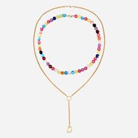 Bohemian Style Color Round Bead Chain Multilayer Necklace main image 1