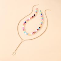 Bohemian Style Color Round Bead Chain Multilayer Necklace main image 4