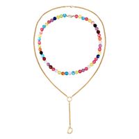 Bohemian Style Color Round Bead Chain Multilayer Necklace main image 6