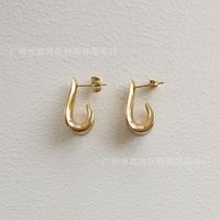 Simple Casting Coil Curved Irregular Titanium Steel Earrings main image 4