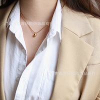 Korean Small Ball Gold Beads Titanium Steel Necklace main image 3