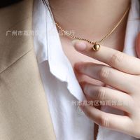 Korean Small Ball Gold Beads Titanium Steel Necklace main image 4