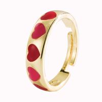 Fashion Geometric Heart Dripping Oil Copper Micro-inlaid Zircon Ring main image 6