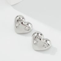 Fashion Heart Imitation Diamond Geometric Earrings main image 5