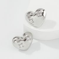 Fashion Heart Imitation Diamond Geometric Earrings main image 4