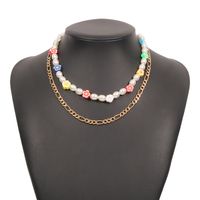 Bohemia Flower Imitation Pearl Double-layer Necklace main image 6