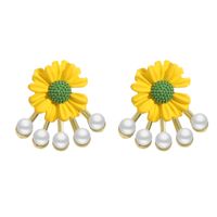 Fashion Flower Inlaid Pearls Colored Petals Earrings sku image 1