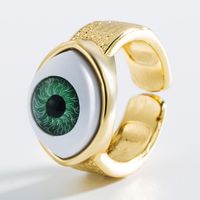 Fashion Heart-shaped Eyes Shell Copper Micro-inlaid Zircon Open Ring sku image 4