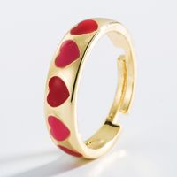 Fashion Geometric Heart Dripping Oil Copper Micro-inlaid Zircon Ring sku image 2