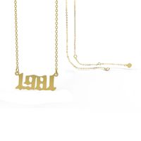 Retro Stainless Steel 28 Years Number Necklace sku image 26