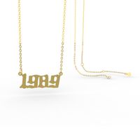 Retro Stainless Steel 28 Years Number Necklace sku image 34