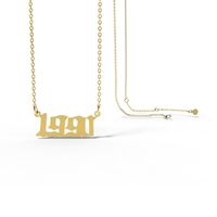 Retro Stainless Steel 28 Years Number Necklace sku image 35