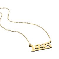 Retro Stainless Steel 28 Years Number Necklace sku image 40