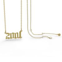 Retro Stainless Steel 28 Years Number Necklace sku image 46