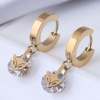 Nihaojewelry Jewelry Wholesale Little Fox Zircon Titanium Steel Earrings main image 1