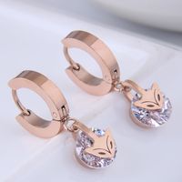 Nihaojewelry Jewelry Wholesale Little Fox Zircon Titanium Steel Earrings main image 3