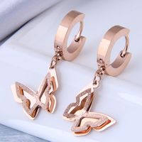 Nihaojewelry Jewelry Wholesale Double-layer Butterfly Titanium Steel Earrings sku image 2