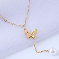 Nihaojewelry Jewelry Wholesale Double Layer Butterfly Titanium Steel Necklace main image 1