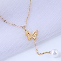 Nihaojewelry Jewelry Wholesale Double Layer Butterfly Titanium Steel Necklace sku image 1