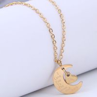 Fashion Lettering Heart Moon Pendent Titanium Steel Necklace main image 1