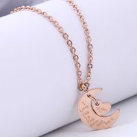 Fashion Lettering Heart Moon Pendent Titanium Steel Necklace main image 3
