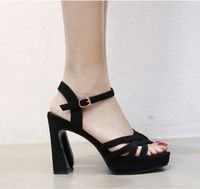 Simple Water Platform Thick High-heeled Suede Sandals main image 1