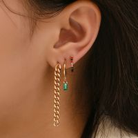 Korean Geometric Alloy Diamond Earrings Combination main image 1