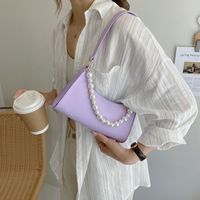 Simple Solid Color Pearl Chain Armpit Bag main image 5