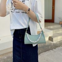 Simple Solid Color Pearl Chain Armpit Bag main image 4