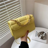 Korean Solid Color Metal Chain Square Messenger Bag main image 1