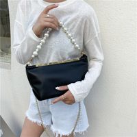 Fashion Pearl Chain Solid Color Messenger Bag main image 5