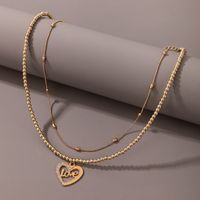 Wholesale Jewelry Fashion Diamond Heart-shaped Letter Love Necklace Nihaojewelry main image 3