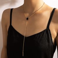 Wholesale Jewelry Fashion Black Gemstone Chain Tassel Necklace Nihaojewelry main image 1