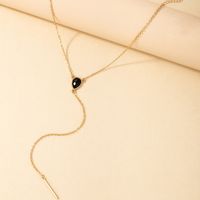 Wholesale Jewelry Fashion Black Gemstone Chain Tassel Necklace Nihaojewelry main image 3