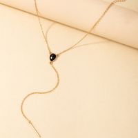 Wholesale Jewelry Fashion Black Gemstone Chain Tassel Necklace Nihaojewelry sku image 1