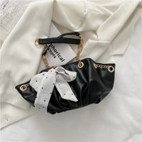 Fashion Solid Color Silk Scarf Folds Shoulder Underarm Bag sku image 3