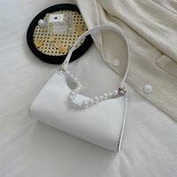 Simple Solid Color Pearl Chain Armpit Bag sku image 1