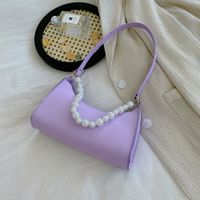 Simple Solid Color Pearl Chain Armpit Bag sku image 2