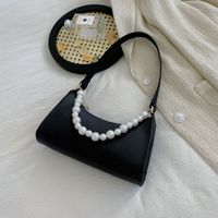 Simple Solid Color Pearl Chain Armpit Bag sku image 4