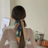 Korean Fruit Printing Silk Scarf Hair Long Ribbon sku image 3