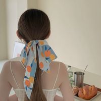 Korean Fruit Printing Silk Scarf Hair Long Ribbon sku image 8