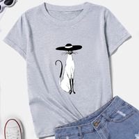 Nihaojewelry Großhandel Cartoon Katze Print Kurzarm-t-shirt main image 4