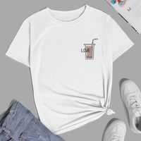 Coffee Cup Letter Printed Casual Short-sleeved T-shirt main image 3