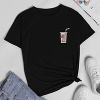 Coffee Cup Letter Printed Casual Short-sleeved T-shirt main image 4