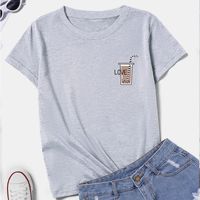 Coffee Cup Letter Printed Casual Short-sleeved T-shirt main image 5