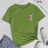 Coffee Cup Letter Printed Casual Short-sleeved T-shirt main image 7